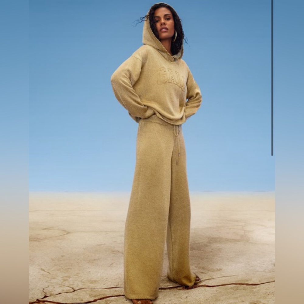 Cult Gaia Tan Hoodie and Wide Leg Pants Set